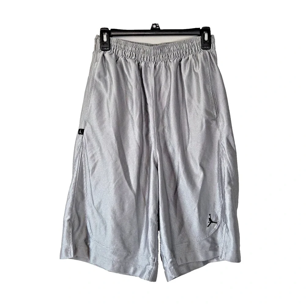 VTG Jordan Silver Dazzle Mesh Basketball Shorts M Black Y2K Baggy 176778-071